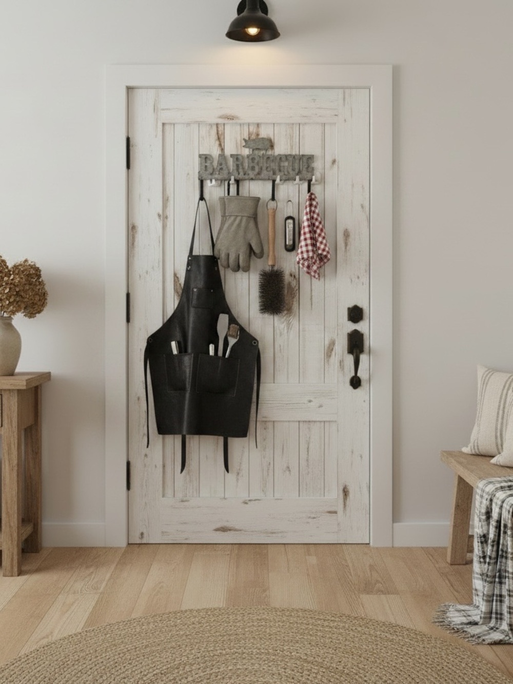BARBECUE Metal Wall Hook Rack in Gray
